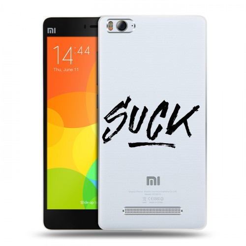 Полупрозрачный дизайнерский пластиковый чехол для Xiaomi Mi4i Прозрачные надписи 1