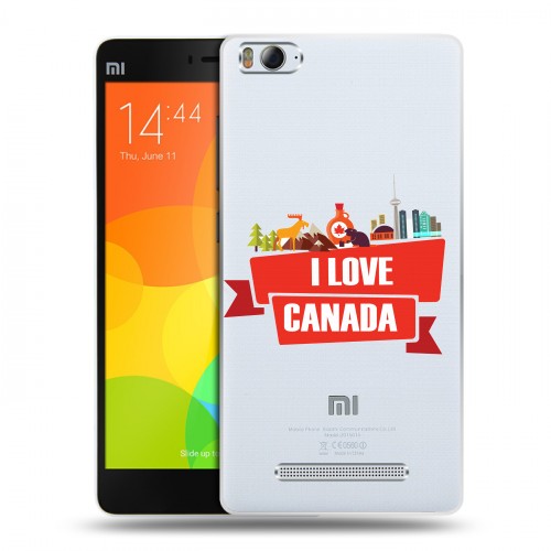 Полупрозрачный дизайнерский пластиковый чехол для Xiaomi Mi4i Флаг Канады