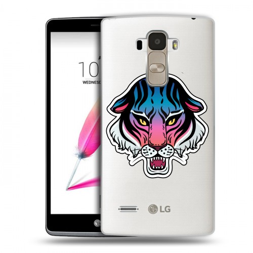 Дизайнерский силиконовый чехол для LG G4 Stylus Прозрачные леопарды