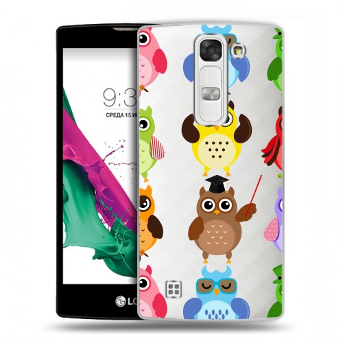 Полупрозрачный дизайнерский пластиковый чехол для LG G4c Прозрачные совы
