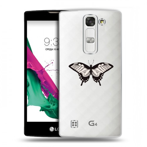 Полупрозрачный дизайнерский пластиковый чехол для LG G4c прозрачные Бабочки 
