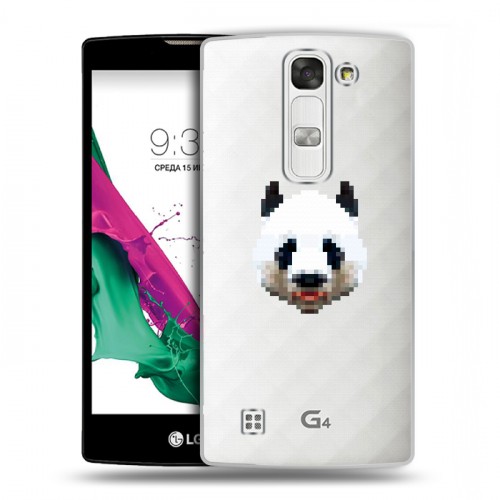 Полупрозрачный дизайнерский пластиковый чехол для LG G4c Прозрачные панды - смайлики
