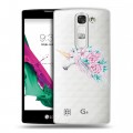 Полупрозрачный дизайнерский пластиковый чехол для LG G4c Прозрачные цветочки