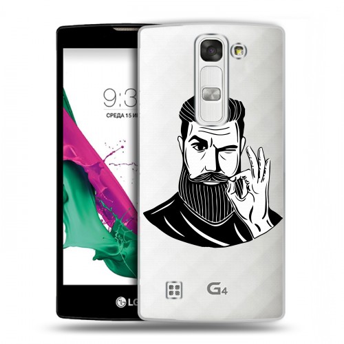 Полупрозрачный дизайнерский пластиковый чехол для LG G4c Прозрачный брутальный мужчина