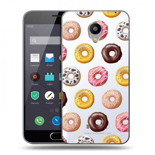 Полупрозрачный дизайнерский пластиковый чехол для Meizu M2 Note Прозрачные пончики