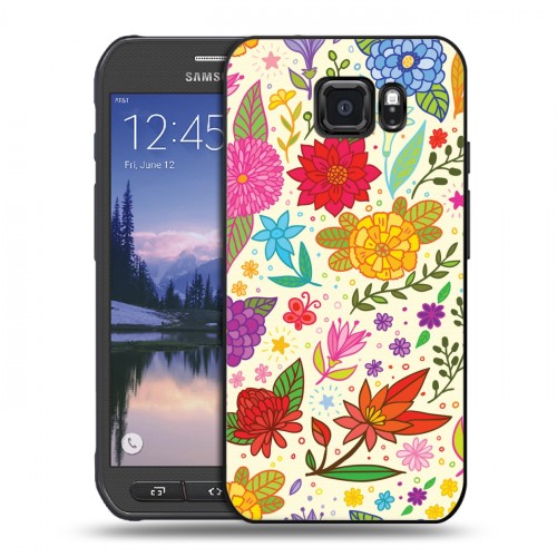 Дизайнерский пластиковый чехол для Samsung Galaxy S6 Active Цветочные мотивы