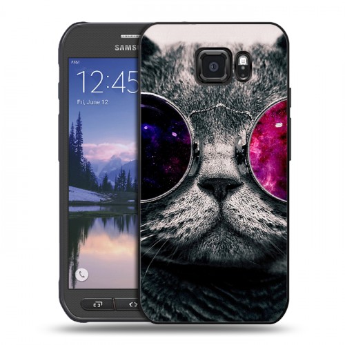 Дизайнерский пластиковый чехол для Samsung Galaxy S6 Active Неоновый кот