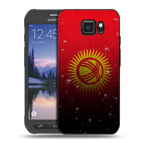 Дизайнерский пластиковый чехол для Samsung Galaxy S6 Active Флаг Киргизии