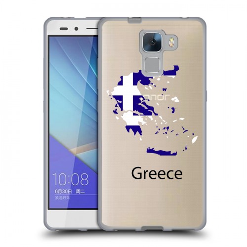 Полупрозрачный дизайнерский пластиковый чехол для Huawei Honor 7 флаг греции