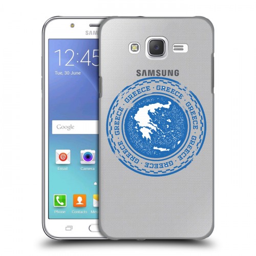 Полупрозрачный дизайнерский пластиковый чехол для Samsung Galaxy J5 флаг греции