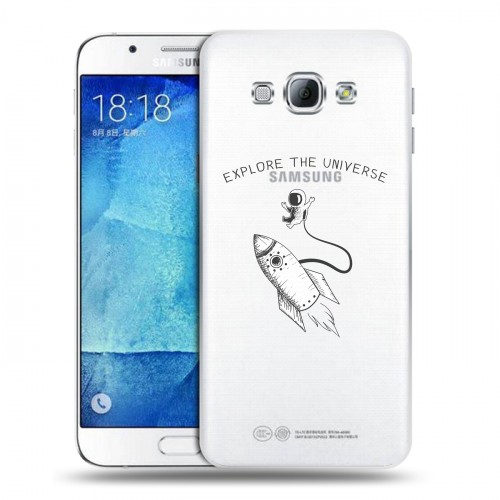 Полупрозрачный дизайнерский пластиковый чехол для Samsung Galaxy A8 Прозрачный космос