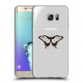 Полупрозрачный дизайнерский пластиковый чехол для Samsung Galaxy S6 Edge Plus прозрачные Бабочки 