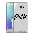 Полупрозрачный дизайнерский пластиковый чехол для Samsung Galaxy S6 Edge Plus Прозрачные надписи 1