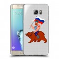 Полупрозрачный дизайнерский пластиковый чехол для Samsung Galaxy S6 Edge Plus Российский флаг