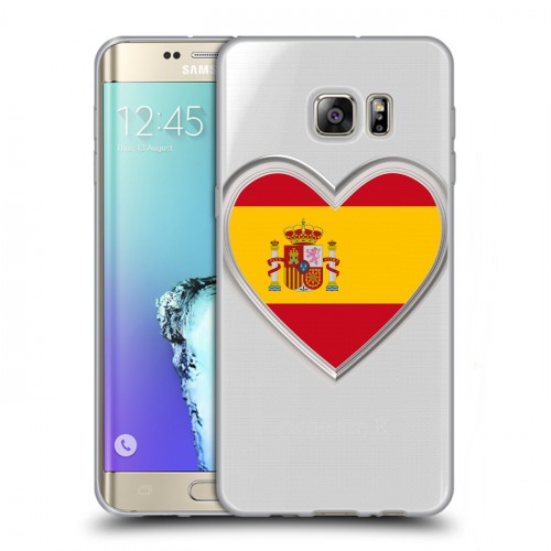 Полупрозрачный дизайнерский пластиковый чехол для Samsung Galaxy S6 Edge Plus флаг Испании