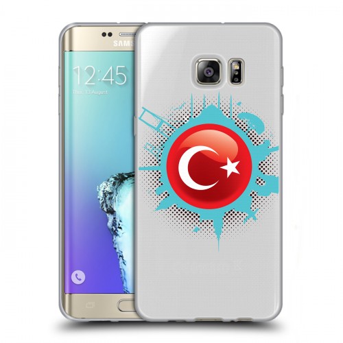 Полупрозрачный дизайнерский пластиковый чехол для Samsung Galaxy S6 Edge Plus Флаг Турции