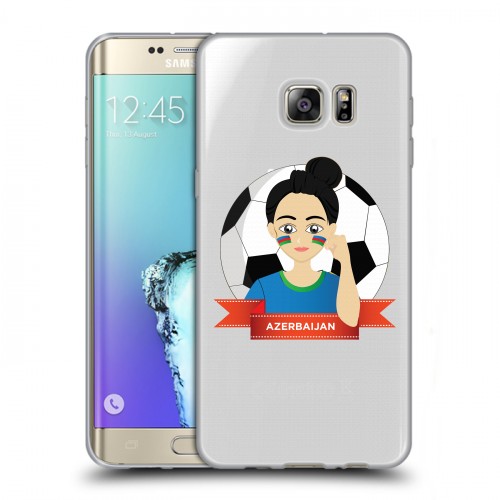 Полупрозрачный дизайнерский пластиковый чехол для Samsung Galaxy S6 Edge Plus Флаг Азербайджана