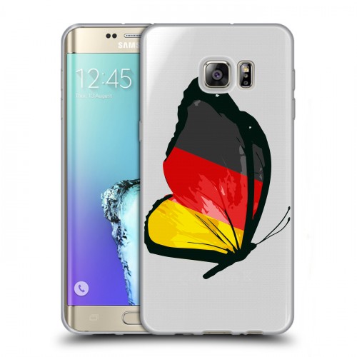 Полупрозрачный дизайнерский пластиковый чехол для Samsung Galaxy S6 Edge Plus Флаг Германии