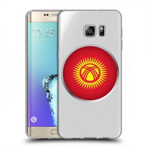 Полупрозрачный дизайнерский пластиковый чехол для Samsung Galaxy S6 Edge Plus флаг Киргизии