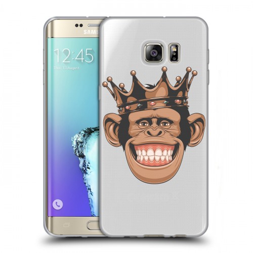 Полупрозрачный дизайнерский пластиковый чехол для Samsung Galaxy S6 Edge Plus Прозрачные обезьяны