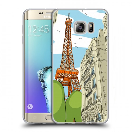 Дизайнерский пластиковый чехол для Samsung Galaxy S6 Edge Plus Столичные зарисовки