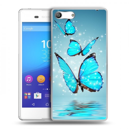 Дизайнерский силиконовый чехол для Sony Xperia M5 Бабочки голубые