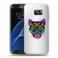 Дизайнерский силиконовый с усиленными углами чехол для Samsung Galaxy S7 Прозрачные леопарды