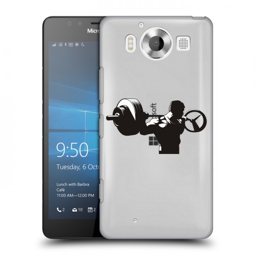 Полупрозрачный дизайнерский пластиковый чехол для Microsoft Lumia 950 Прозрачные пауэрлифтинг