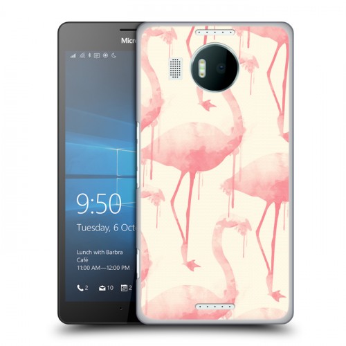 Дизайнерский пластиковый чехол для Microsoft Lumia 950 XL Розовые фламинго