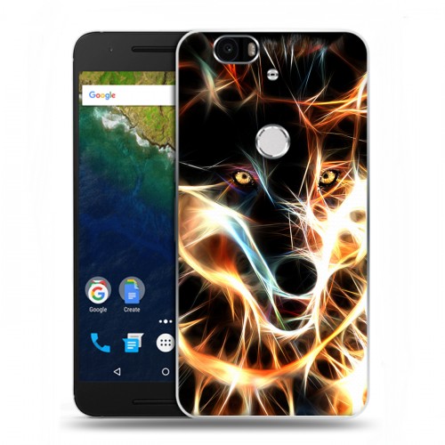 Дизайнерский силиконовый чехол для Google Huawei Nexus 6P Пламенные животные