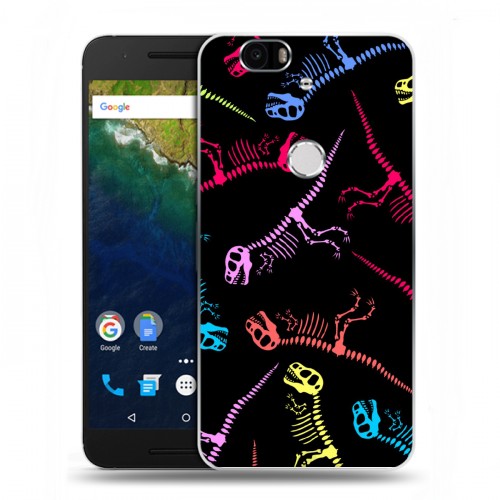 Дизайнерский силиконовый чехол для Google Huawei Nexus 6P Узоры динозавров