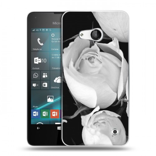 Дизайнерский пластиковый чехол для Microsoft Lumia 550 Монохромные цветы