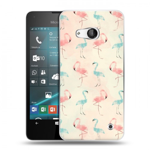 Дизайнерский пластиковый чехол для Microsoft Lumia 550 Розовые фламинго
