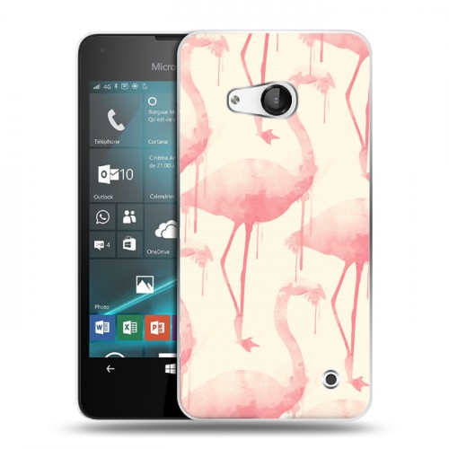 Дизайнерский пластиковый чехол для Microsoft Lumia 550 Розовые фламинго