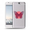 Полупрозрачный дизайнерский силиконовый чехол для HTC One A9 прозрачные Бабочки 