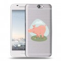 Полупрозрачный дизайнерский пластиковый чехол для HTC One A9 Прозрачные свинки