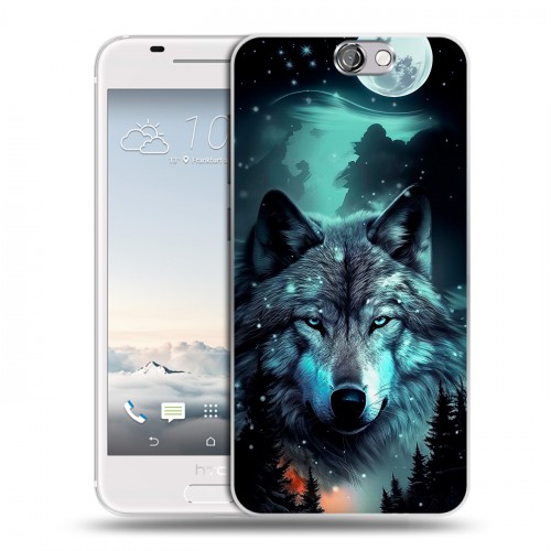 Дизайнерский пластиковый чехол для HTC One A9 Волк и луна