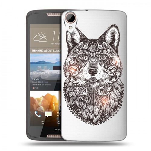Полупрозрачный дизайнерский пластиковый чехол для HTC Desire 828 Волки 
