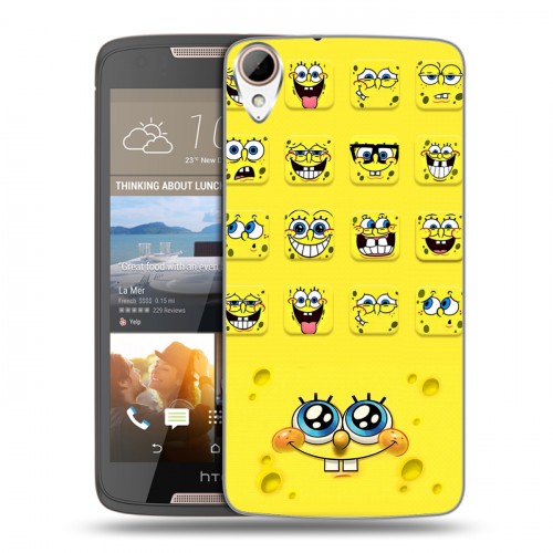 Дизайнерский пластиковый чехол для HTC Desire 828 Губка Боб
