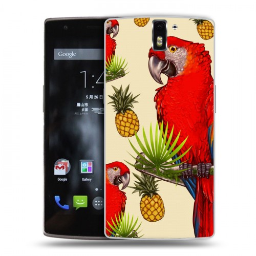 Дизайнерский силиконовый чехол для OnePlus One Птицы и фрукты