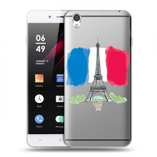 Полупрозрачный дизайнерский пластиковый чехол для OnePlus X Флаг Франции