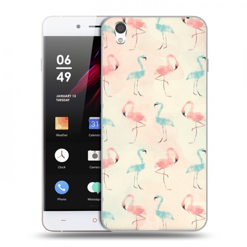 Дизайнерский пластиковый чехол для OnePlus X Розовые фламинго