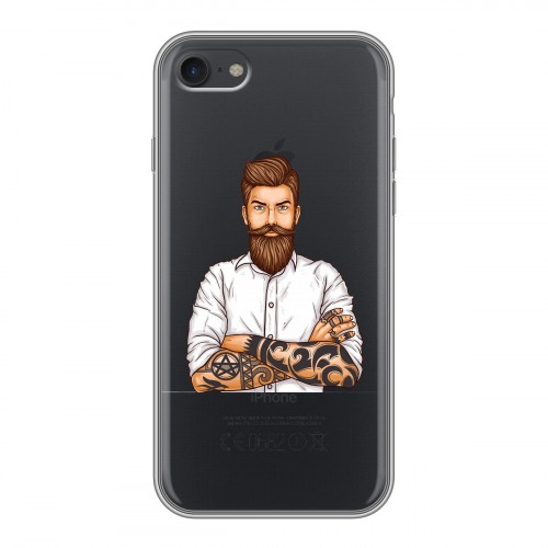 Полупрозрачный дизайнерский силиконовый чехол для Iphone 7 Прозрачный брутальный мужчина