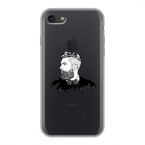 Полупрозрачный дизайнерский силиконовый с усиленными углами чехол для Iphone 7 Прозрачный брутальный мужчина