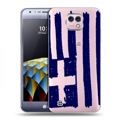 Полупрозрачный дизайнерский пластиковый чехол для LG X cam флаг греции