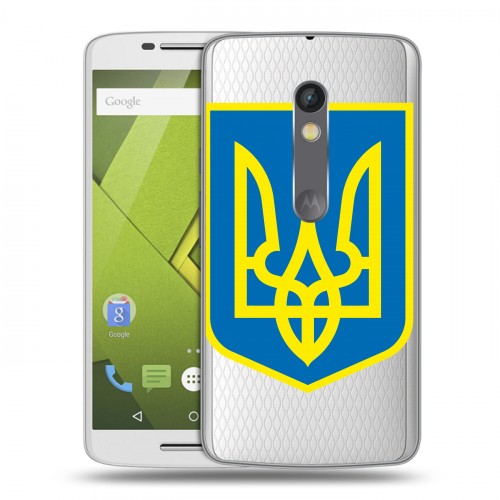 Полупрозрачный дизайнерский пластиковый чехол для Lenovo Moto X Play Флаг Украины
