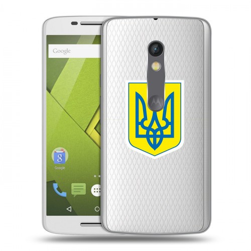 Полупрозрачный дизайнерский пластиковый чехол для Lenovo Moto X Play Флаг Украины