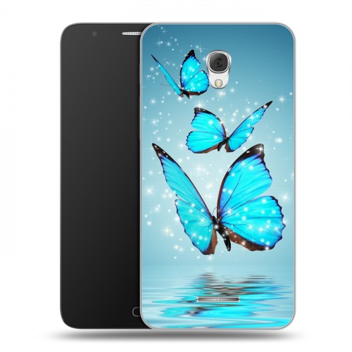 Дизайнерский пластиковый чехол для Alcatel Pop 4 Plus Бабочки голубые