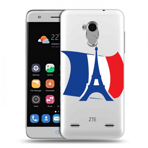 Полупрозрачный дизайнерский пластиковый чехол для ZTE Blade V7 Lite Флаг Франции