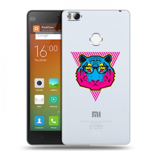 Полупрозрачный дизайнерский силиконовый чехол для Xiaomi Mi4S Прозрачный тигр